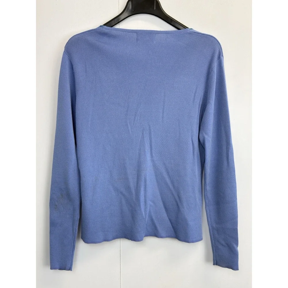 April Cornell‎ Retro Cardigan Embroidered Sequin Trim Sweater Women's S Blue